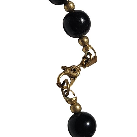 Vintage Elegant Black Beaded Necklace Retro Minimalist Fashion Jewelry Women - Picture 3 of 5